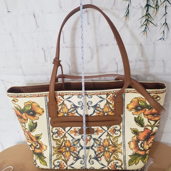 Brighton tote shoulder purse floral leather+coated canvas bella lucca - Picture 7 of 9